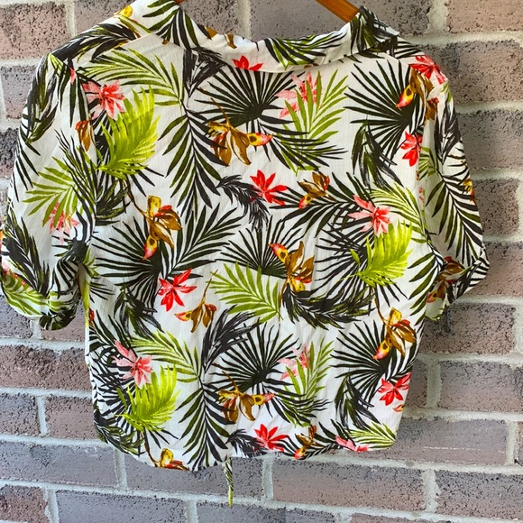 Women’s Potter’s Pot Printed Rayon Mid-length Tie Up Blouse - Picture 2 of 5